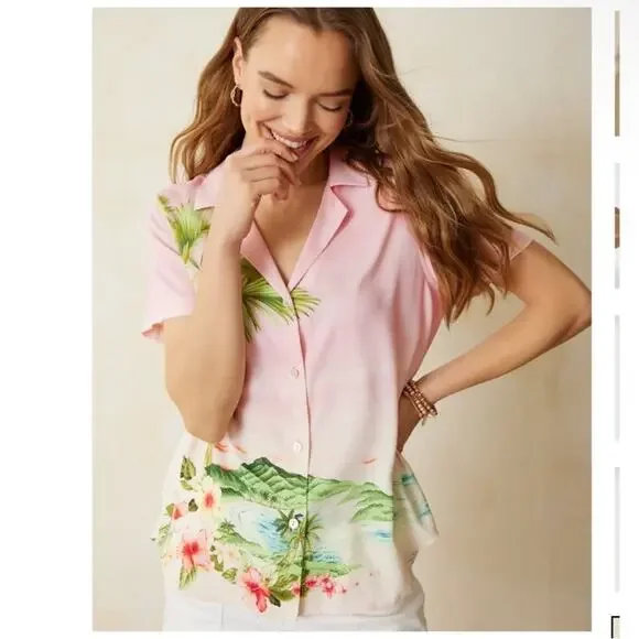 TOMMY BAHAMA Artist Series '23 Perfect Paradise Talulla Silk Camp Shirt size L - Picture 3 of 11